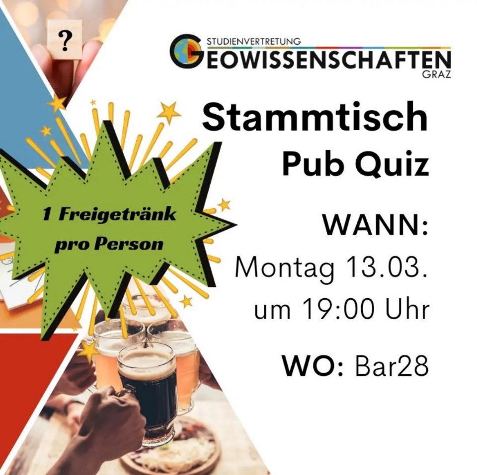 Stammtisch Pub Quiz Wann? Montag 13.03. um 19:00 Uhr. Wo? Bar28